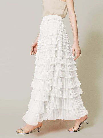 Airchics Jupe À Gâteau En Maille Taille Haute De Couleur Unie Jupe Gonflée